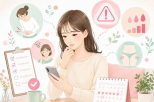 セルフチェックを行う女性