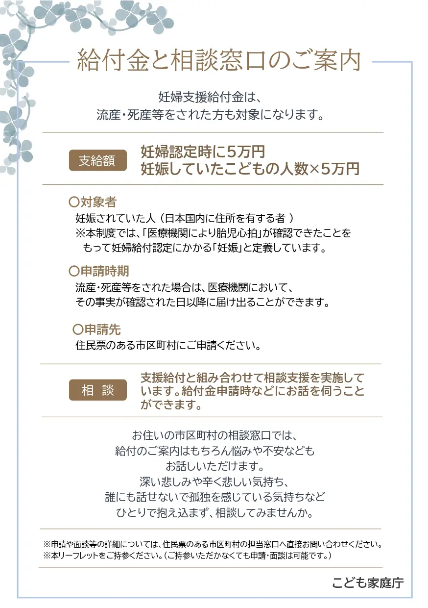 給付金と相談窓口のご案内